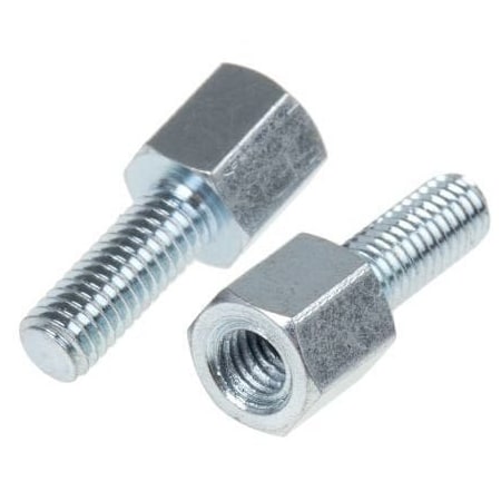 Newport Fasteners Hex Standoff, #6-32 Thrd Sz, Steel Zinc Trivalent Plated, 1/4" Hex W, 300 PK 140606HM